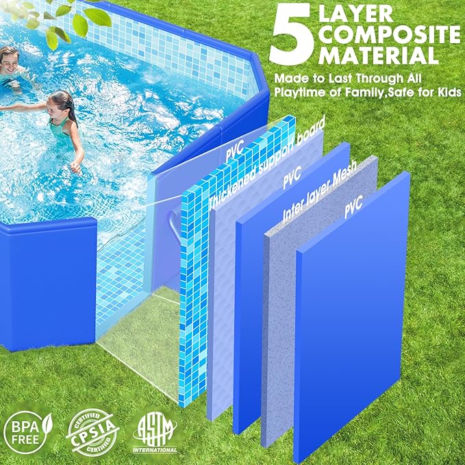 StarOcean 2026 Large Foldable Pool,Non-Inflatable Swimming Pool for Kid,Adult Collapsible Pool Hard Plastic,Overthickened Extra Large Foldable Pool,Portable Folding Kid Pool for Backyard,118"x73"x20"