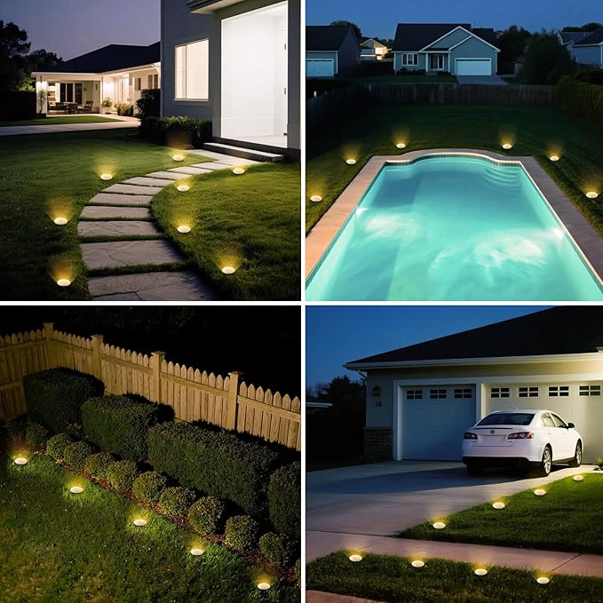 vighep Mini Solar Ground Lights, 12 Pack Solar Lights Outdoor Waterproof, Upgraded LED Flat Landscape Lighting for Outside Pathway Garden Patio Yard Driveway,Warm White