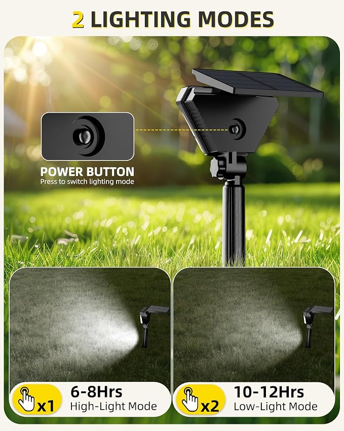 T-SUN Solar Lights Outdoor Waterproof IP65, 6 Pack LED Solar Spot Lights Color Changing IP65 Waterproof Smart Auto On/Off for Outside Landscape Garden Yard Lawn Pathway Patio Driveway