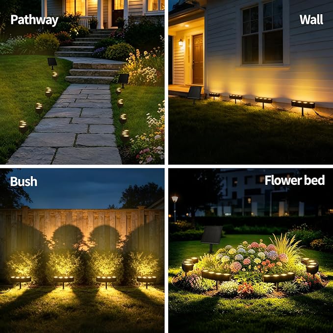 Sublume Solar Tree Lights Outdoor, Upgraded Landscape Lighting with 4000mAh Battery, Warm White LED Ring Palm Tree Lights, 3-in-1 (Stake/Tie/Hang), IP65 Waterproof Spotlights for Flag Pole, Garden