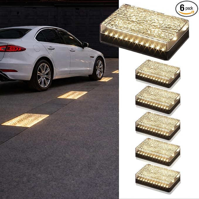 SHONELIGHTING Paver Lights, Solar Light Outdoor Waterproof, In-Ground Brick LED for Driveway & Pathway, Hardscape Pavers, Auto On/Off, Heavy Duty Warm White 3500K (6 Pack)