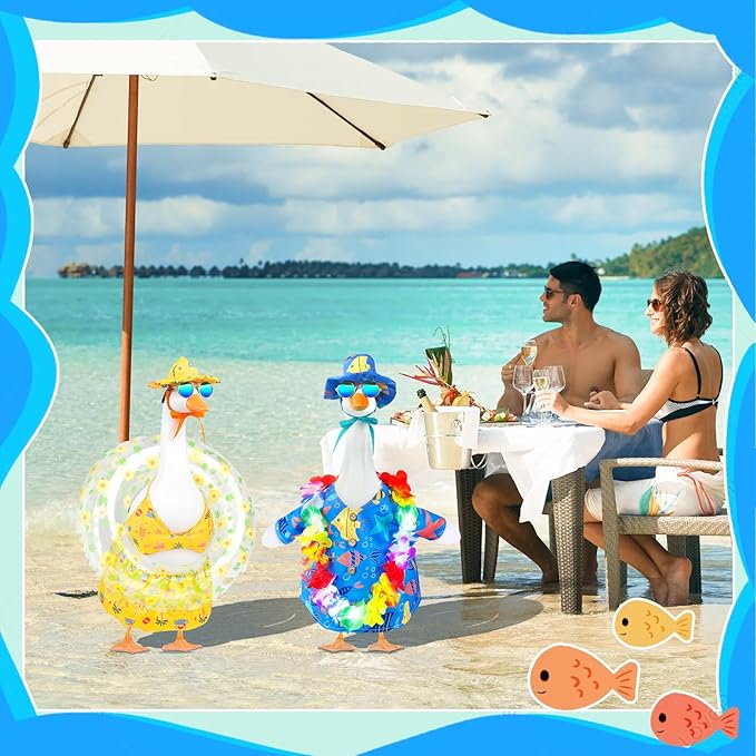 Hawaiian Goose Outfit Summer Porch Goose Outfits Bikini Goose Clothes Cute Goose Costume for Outdoor Garden Yard Decor(Beach Blue)