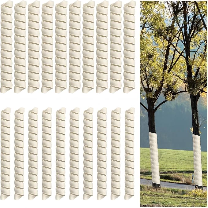 Wesiti 20 Pcs Tree Trunk Protector Plastic Spiral Trunk Tree Wrap Guard Bark Tube Protectors to Protect Bark Saplings from Deer Cats Rodents Rabbit Mowers (Beige)