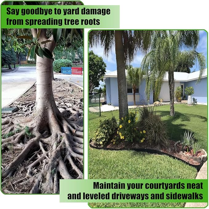 Tree Root Barrier Bamboo Barrier Tree Root Protector Bamboo Shield Plant Grass Weed Substrate Controller Heavy Duty Control System for Sidewalks Roads Driveways Landscape Edging Block 19.7FT*21.6IN