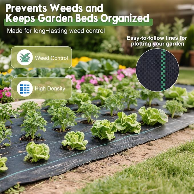 3FTx300FT Weed Barrier Fabric Heavy Duty, Gardening Landscape Fabric Cover Mat, Durable Weed Control Fabric for Garden Bed Cover, Landscaping, Commercial Driveway, Underlayment Use (3x300FT-3.2OZ).