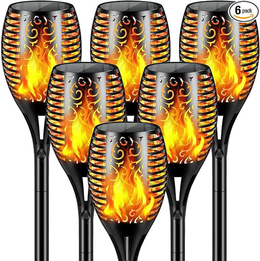 Solar Lights Outdoor 99 LED Higher & Larger Flickering Flame Solar Torch Light 43" Waterproof Outdoor Lighting Solar Powered Pathway Lights Christmas Decorations for Garden Patio Yard (6Pack)