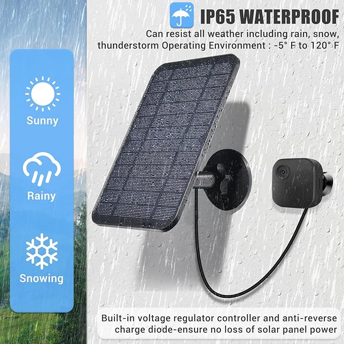 Solar Panel Compatible with Blink Outdoor 4 (4th Gen), Solar Panel for Blink Camera 4 Outdoor with 13.12Ft Outdoor Power Cable Adjustable Mount IP65 Waterproof 3 Pack