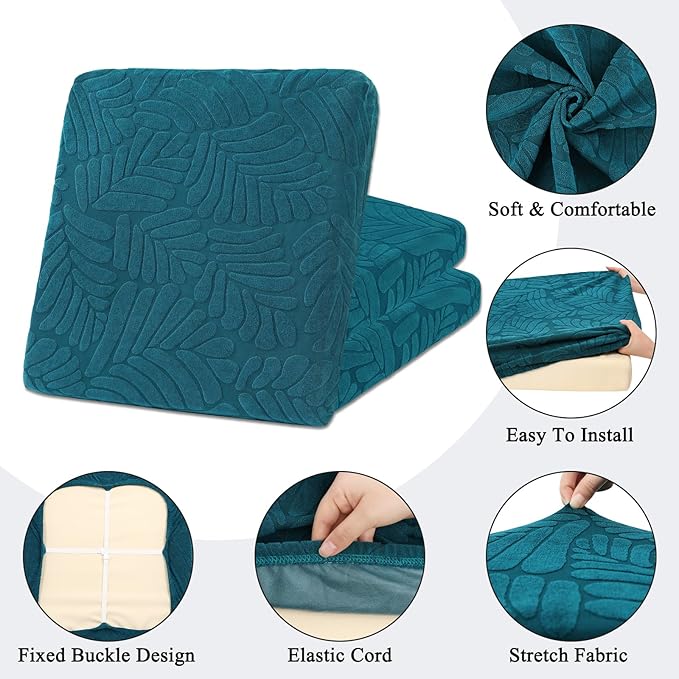 HEBE Stretch Patio Cushion Covers Set 8pcs,Waterproof Outdoor Couch Covers Replacement,Washable Reusable Seat Cushion Slipcovers for Patio Furniture Protector,Chair Cushion Cover