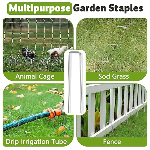 Heavy Duty 12 Inch Galvanized Landscape Staples Stakes, DUNPUTE 50 Pack 8 Gauge Garden Metal Stakes, Ideal for Weed Barrier Stakes, Drip Irrigation Tubing, Landscape Fabric, Lawn and Ground Securing