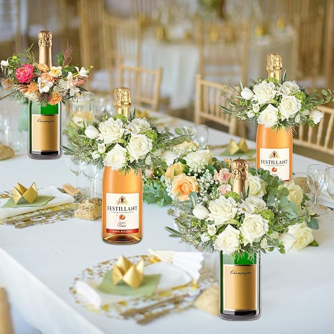 12 Pcs Mini Floral Foam Holder for Wine Bottle Topper, 3.9 Inch Flower Foam Round with Plastic Base for Wine Bottle Decor, Wedding Party Centerpiece