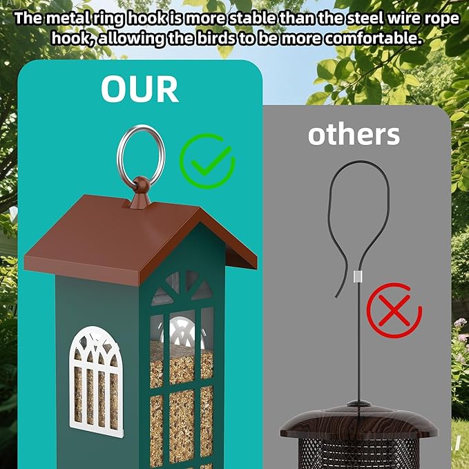 Metal Bird Feeder Bird Feeders for Outdoors Hanging,Waterproof and Rust-Proof,Easy Cleaning,Wild Bird Feeders Attracting Chickadees Goldfinches Cardinals Finches and Sparrows