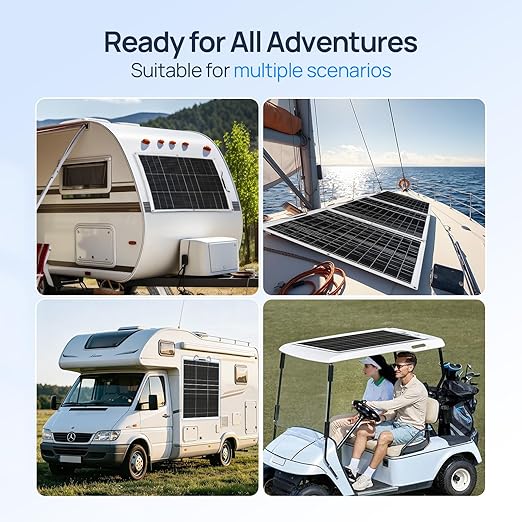ECO-WORTHY 130 Watt 12BB Flexible Solar Panels,23.5% High-Efficiency Waterproof Monocrystalline Lightweight Solar Panel for RV,Boats,Curved Surfaces,Roofs,Cabin