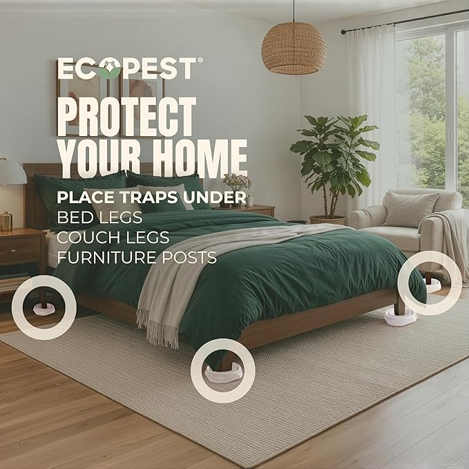 Bed Bug Interceptors – 8 Pack | Bed Bug Blocker (Pro) Interceptor Traps (Black) | Insect Trap, Monitor, and Detector for Bed Legs