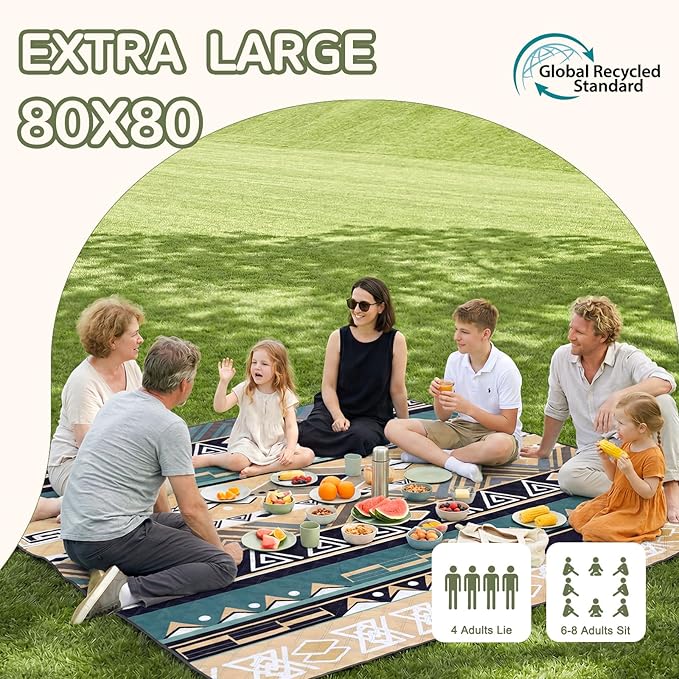 Genovega Waterproof Picnic Blanket Outdoor Camping Beach Mat Rug Extra Large Foldable Car Essential Roadtrip Gadget Accessories Glamping Tent Gear Must Haves Hiking Stuff Backpacking Necessities Gift