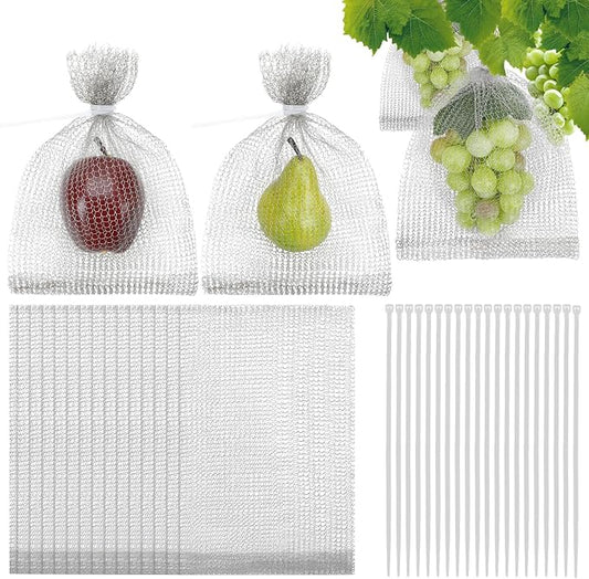 DECYOOL 30 Pack Fruit Protection Wire Mesh Bags, 8 x 12 Inches Stainless Steel Root Protection Bags for Orchard Garden Vegetable Fruits Berries