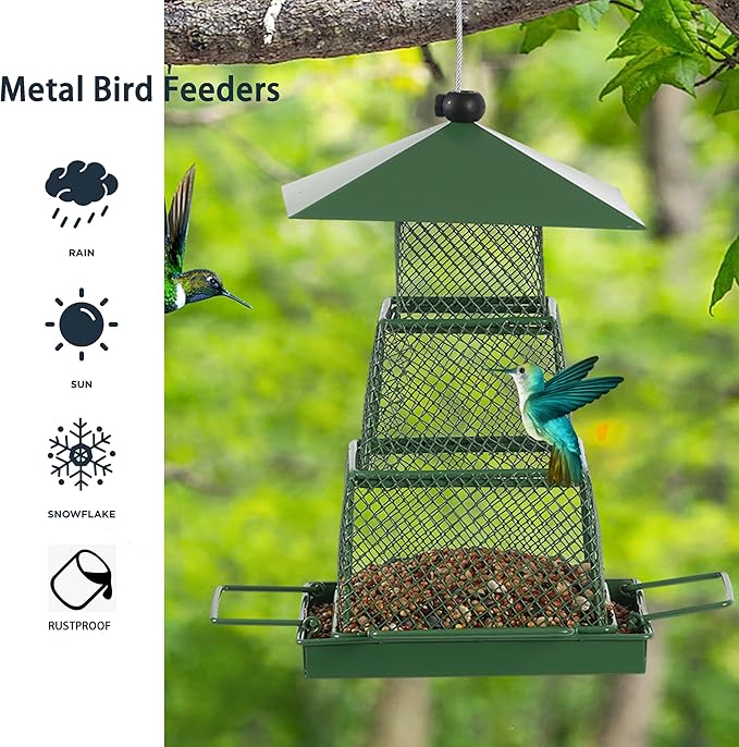 Wild Bird Feeders for Outside Hanging,Retractable Large Bird Feeders with 4 lbs Capacity for Finch Cardinal Blue Jay,Squirrel Proof Bird Feeder for Garden Yard