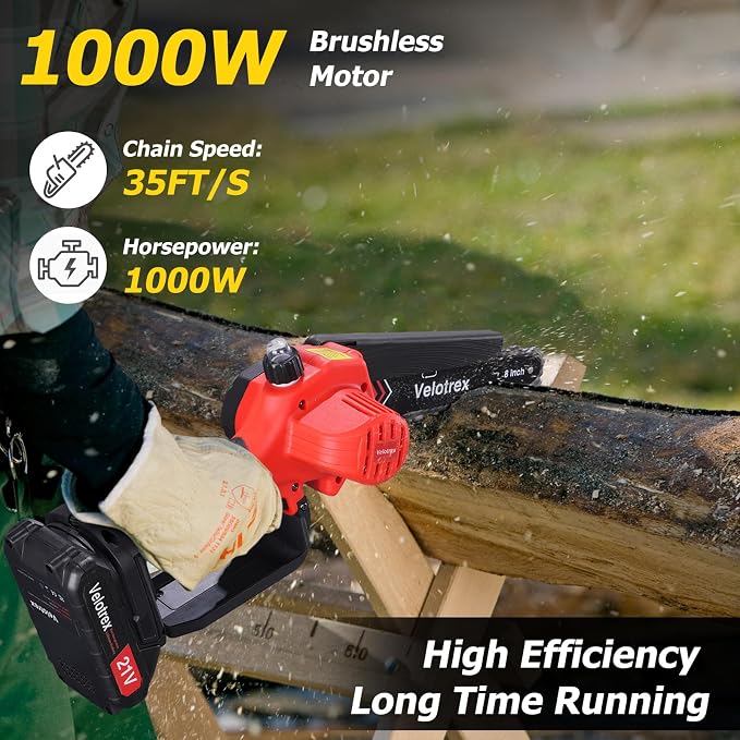 2-IN-1 Cordless Pole Saw and Mini Chainsaw, 8 Inch Brushless Electric Pole Saws for Tree Trimming, Auto Oiling,15ft Max Extension Pole Chainsaw with 2 * 2000mAh Batteries for Branch Cutting