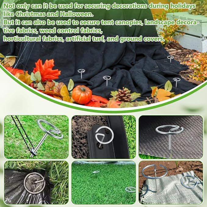 200pcs Landscape Fabric Pins G-Shape Staples Galvanized Carbon Steel Garden Stake Not Easy to Bend 6in x 1.2in Weed Barrier Fabric Stakes for Garden Yard Plant Cover Christmas Outdoor