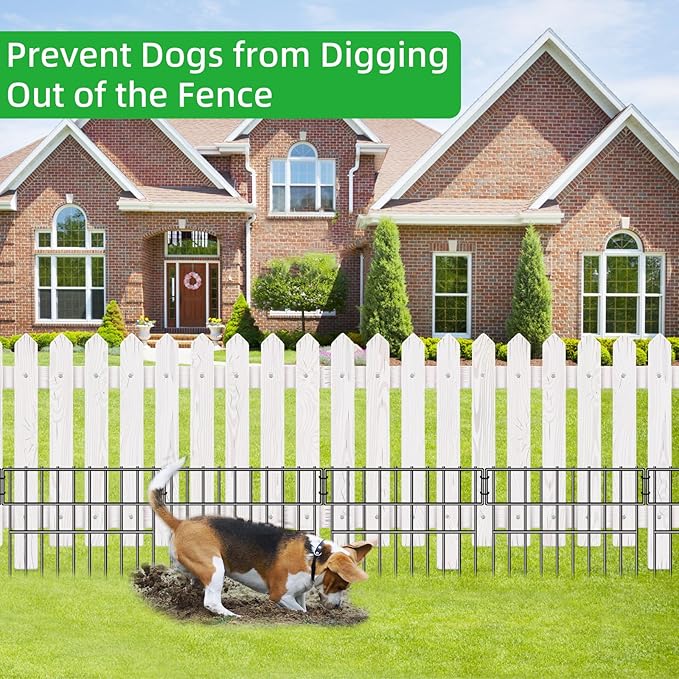 17ft(L) X 13in(H) Animal Barrier Fence, 12 Panels No Dig Fence for Dogs, 1.52IN Gap Anti Digging Dog Barrier, Rustproof Metal Garden Edging Border Defense for Outdoor, Yard, Lawn