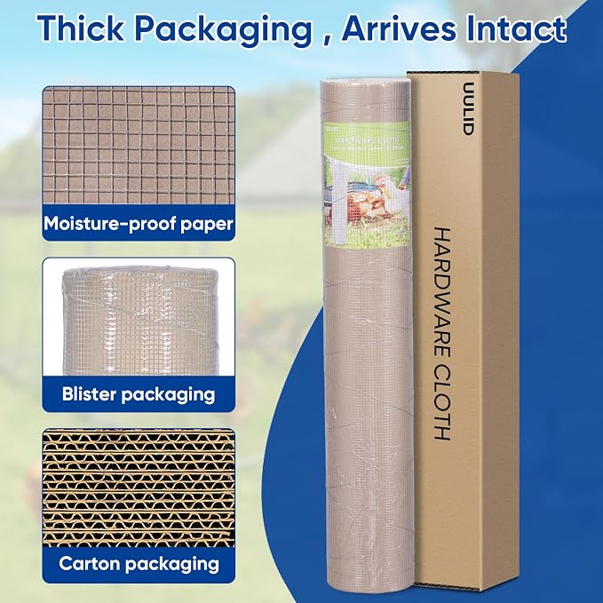 Hardware Cloth 1/4 Inch 48 x 100 ft 23 gauge Hot Dipped Galvanized After Welding Fence Wire Mesh Roll Hardware Mesh Chicken Rabbit Snake Cage Welding Fencing