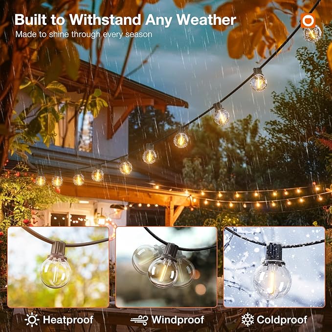 addlon 200FT Outdoor String Lights G40 with Remote Control Dimmable Patio Globe LED 108 Bulbs Waterproof Shatterproof, Hanging Outside Lighting for Backyard Garden, Deck, Balcony, Porch, Café, Bristo