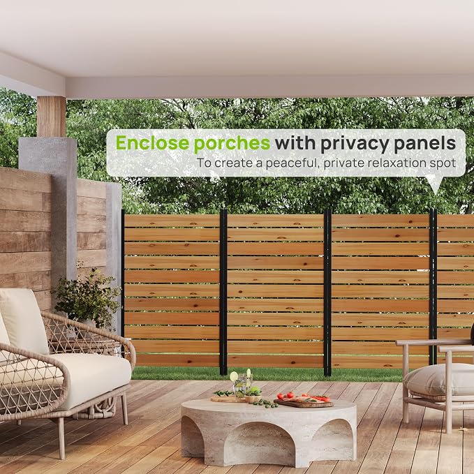 38" W x 61" H (1 Panel) No Dig Wood Privacy Screen Outdoor Privacy Fence Panel for AC Unit Trash Can Pool Equipment Enclosure Decorative Patio Privacy Wall Screen with Metal Posts & Stakes (Orange)