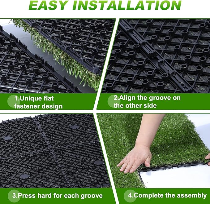 VANCASTLE Artificial Grass Tiles Interlocking Turf Squares Deck 9 Pack-Decorative Garden Fence Outdoor, 10 Panels Rustproof Metal Landscape Barrier Fence, Toatal 10FT(L) x 24IN(H) Design A