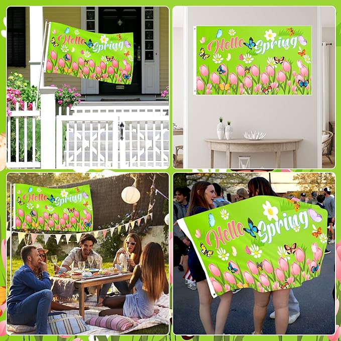 2Pcs Seasonal Garden Flag 3 x 5 ft Spring Summer Yard Flags for Outside Double Sided Holiday Flag Banner with Grommets Welcome Spring Summer Flag for Garden Home Farmhouse Indoor Outdoor Decorations