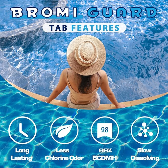 Bromine Tablets for SPA Hot Tub 1lb Brominating Tablets Booster Eliminates Bacteria Algae Soft Water Feel No Chlorine Odor Chemical Sanitizer Chlorine Alternative