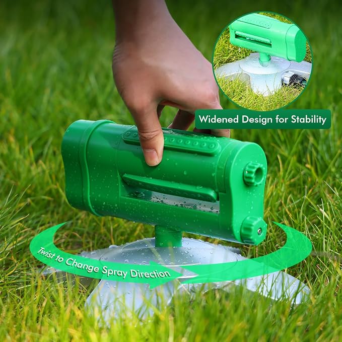 RESTMO Turbo Oscillating Sprinkler, Irrigation Sprinklers for Large Yard | 360°Rotating & Ultra-Stable Base,Adjustable Flow & 4-Way Manual Watering Patterns,Sprinkler Ideal for Plants,lawns & gardens