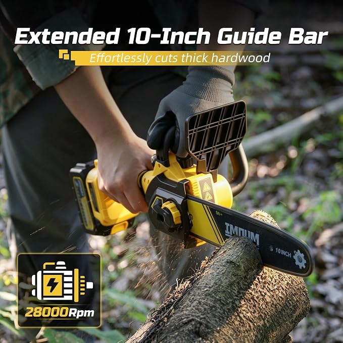 10-Inch Pole Saws for Tree Trimming, 1000W Brushless Mini Chainsaw with 14.6FT Max Reach, 3.0Ah Battery Powered Tree Trimmer Electric Pole Saw, Tool-Free Chain Tension, Auto Oiler, 180°Pivoting Head
