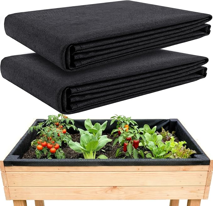 63*83IN Raised Garden Bed Liner, 2pcs Non Woven Fabric for Large Veg Trough, Cuttable Plant Liner Keeps Soil Contained & Water Drainage for Outdoor Planter Veg Trough