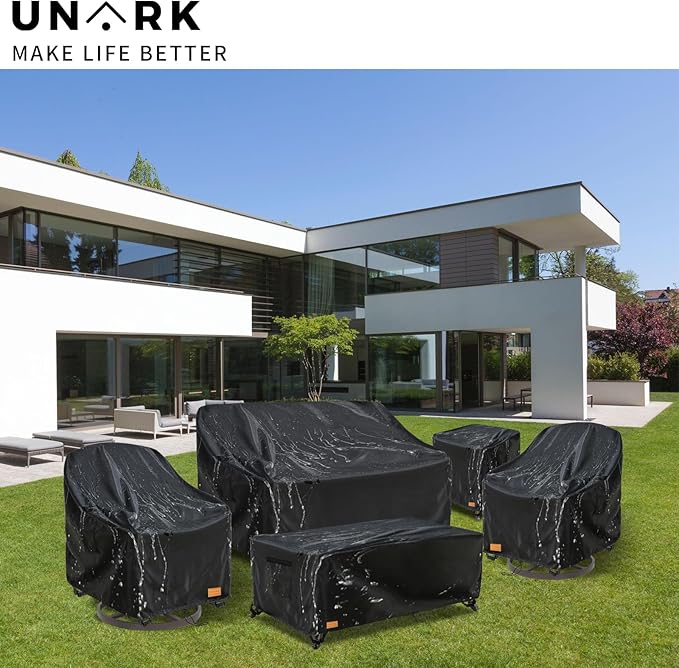 Swivel Patio Chair Cover 4 Pack, 600D Waterproof Heavy Duty Outdoor Chair Cover, Patio Furniture Covers, Outdoor Furniture Covers Waterproof, 33 W x 35 D x 36 H inches Black