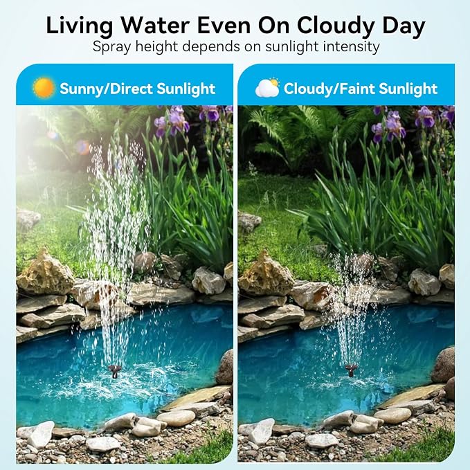 POPOSOAP 55W Solar Fountain Pump, 580GPH Solar Pond Pump with Water Flow Adjustable, Solar Powered Water Pump with PVC Tubing & 16.5FT + 9.8FT Cord For Ponds, Garden, Waterfall, Hydroponics-P155H