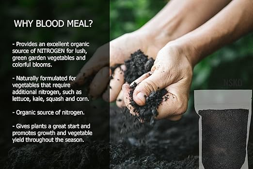 𝐁𝐄𝐒𝐓𝐒𝐄𝐋𝐋𝐄𝐑 Organic Blood Meal Fertilizer by Gardenera - 12-0-0 NPK - All-Natural Plant Food Source of Nitrogen for Organic Gardening, Flowers, Vegetables, Trees & Shrubs [8 OZ]