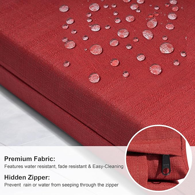 Crestlive Outdoor Chaise Lounge Cushions, Fade Resistant Water Resistant Lounge Chair Cushion, 72''L x 21''W, Set of 2, Chili