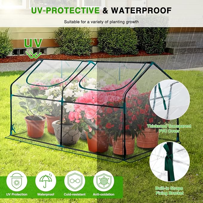 Yesker Mini Greenhouse 71"x36"x36" Portable Small Green House for Indoor Outdoor Greenhouses with PVC Cover Compact Greenhouses Kit for Winter Gardening Balcony Patio Outside Backyard Plant Protection