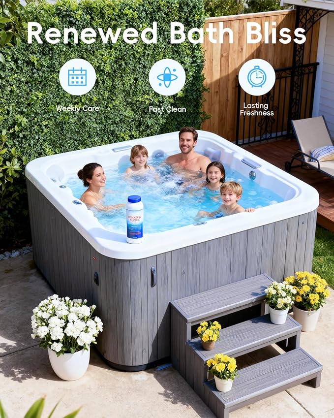 POOLHOUR 32 Oz Chlorine-Free Oxidizing Shock for Hot Tub, Oxidizer for Spas and Swimming Pools, Hot Tub Shock, 1 Pack