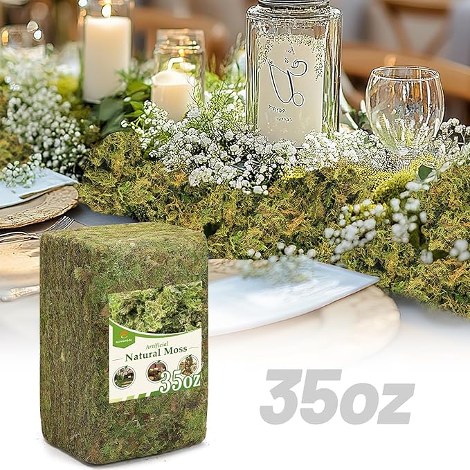 Alphatool 35oz Jumbo Pack Natural Green Moss for Crafts - Bulk Moss for Plants Indoor, Artificial Fairy Gardens, Mosswall, Filling Fake Plants, Floral Design, Home Decoration, Professional DIY Use