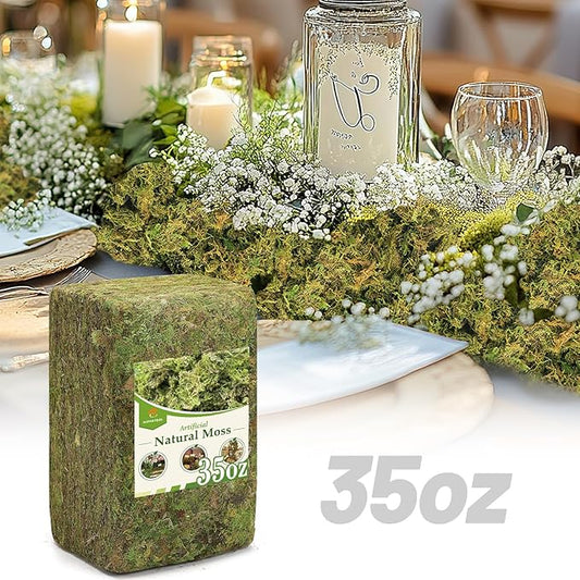 Alphatool 35oz Jumbo Pack Natural Green Moss for Crafts - Bulk Moss for Plants Indoor, Artificial Fairy Gardens, Mosswall, Filling Fake Plants, Floral Design, Home Decoration, Professional DIY Use