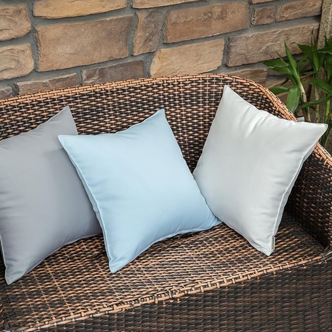MIULEE Pack of 2 Decorative Pillow Covers Square Cushion Sham Throw Pillowcase Summer Shell Waterproof for Indoor Couch Chair Sofa Patio 16x16 Inch Light Blue