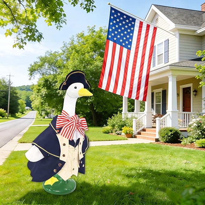 4th of July 3 Pcs Porch Goose Outfits, for 23-28 Inch Porch Goose,250th Goose Outfits USA Outdoor (1776–2026)，Cement Statue for Courtyard Garden Terrace Art Decoration