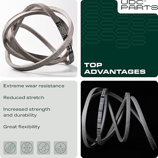 UDC Parts 754-0370 Upper Drive Belt Replacement for MTD 954-0370 OEM-754-0370 490-501-M045 Troy Bilt Yard Man White Outdoor Lawn Tractors/Aramid Cord / 48.00 inches