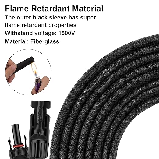 20FT 12AWG Solar Panel Extension Cable with Female and Male Connectors, Solar Extension Cable for Solar Panels, Charge Controllers and Solar Generators (12AWG, 20FT)