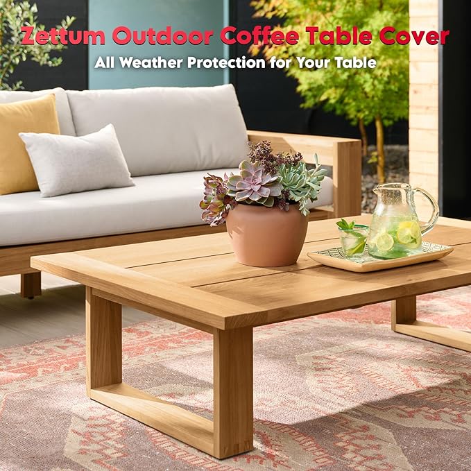 Zettum Outdoor Coffee Table Cover – Coffee Table Cover Rectangle Waterproof & Heavy Duty, Patio Table Covers for Side Tables, 600D Table Covers Provide All-Weather Protection - 36 x 22 x 18 Inch