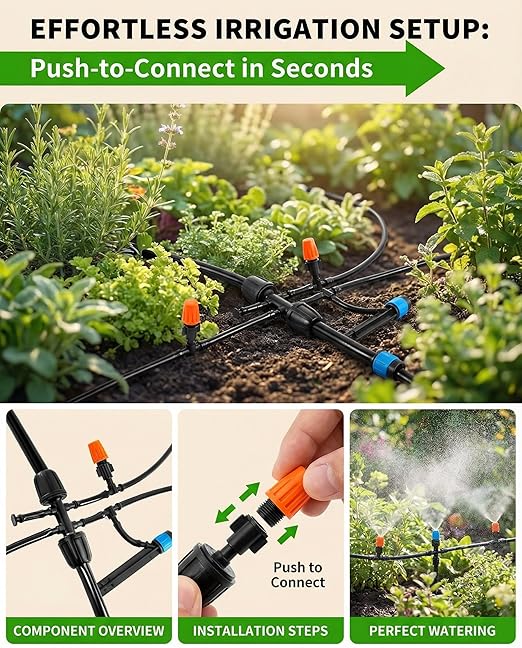 Drip Irrigation System，1/4" Blank Distribution Tubing Watering Hose, DIY Micro Sprinkler Automatic Plant Waterer for Garden, Greenhouse, Raised Bed, Patio & Outdoor Plants （240FT