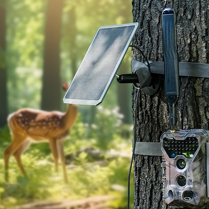 Meidase SP350 Solar Panel 5200mAh for Trail Camera, Built-in Rechargeable Lithium Battery, 12V/1A, 9/1.3A, 6V/2A, 5.5x2.1 DC Plug, 13-feet Cable Solar Panel