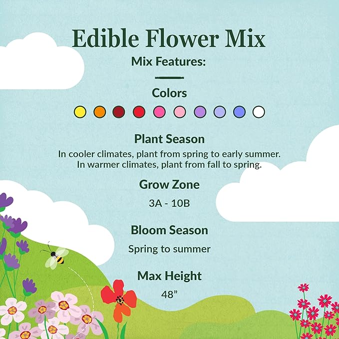 Ferry-Morse Edible Flower Mix Seeds - Non-GMO, Outdoor, Full Sun - 1 lb