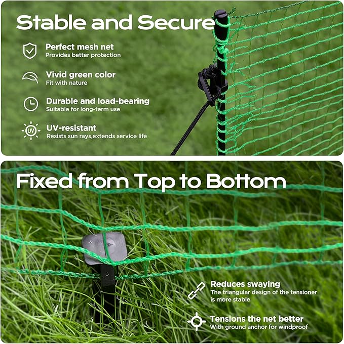 Temporary Fence with Posts,4'x50' Safety Barrier for Dog Snow Plastic Mesh Fencing with Fiberglass Stake Windbreak Rope,Movable Fencing Roll for Garden Backyard Outdoor Animal Protect