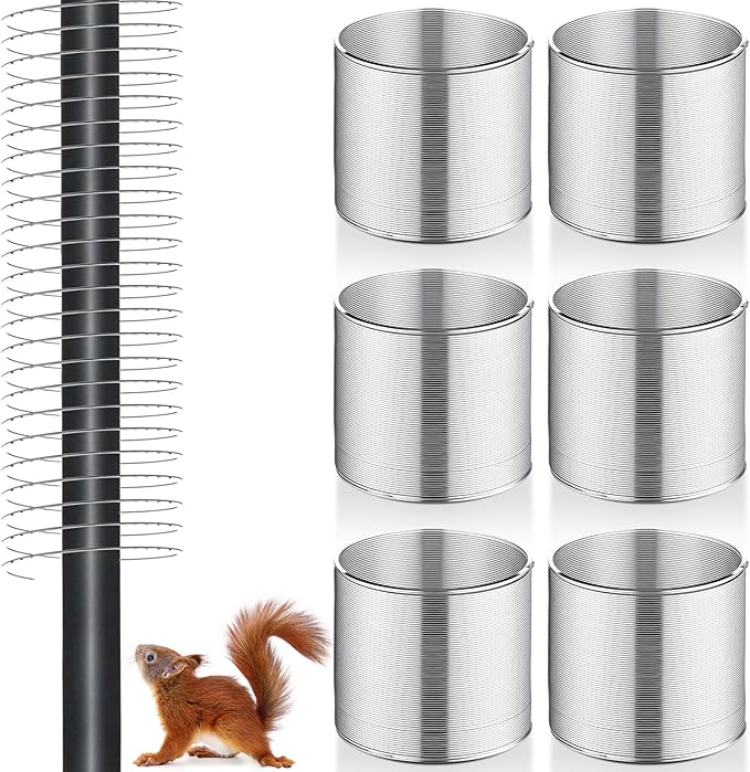 Qualirey 6 Pcs Metal Squirrel Baffle Squirrel Proof Spring for Bird Feeders Spring Coil Guard Protects Hanging Bird Feeders for Outdoor (Silver)